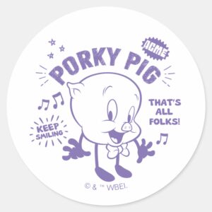 Tasty Retro Porky Pig Classic Round Sticker
