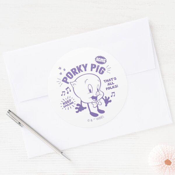 Tasty Retro Porky Pig Classic Round Sticker