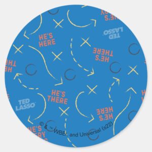 Ted Lasso Hes Here Hes There Playbook Pattern Classic Round Sticker