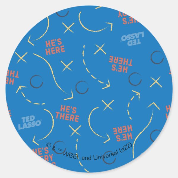 Ted_Lasso_He's_Here_He's_There_Playbook_Pattern_Classic_Round_Sticker_6 Ted Lasso Hes Here Hes There Playbook Pattern Classic Round Sticker