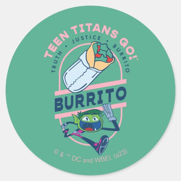 Teen_Titans_Go!_Beast_Boy__Truth_Justice_Burrito__Classic_Round_Sticker_1 Teen Titans Go Beast Boy Truth Justice Burrito Classic Round Sticker