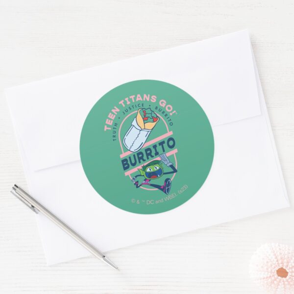 Teen_Titans_Go!_Beast_Boy__Truth_Justice_Burrito__Classic_Round_Sticker_3 Teen Titans Go Beast Boy Truth Justice Burrito Classic Round Sticker