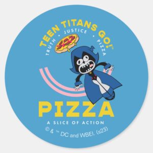 Teen Titans Go Raven Truth Justice Pizza Classic Round Sticker
