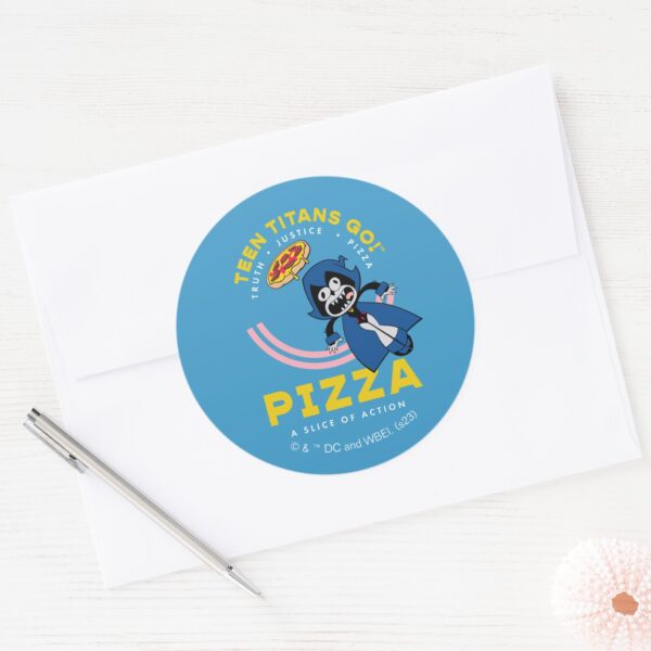 Teen_Titans_Go!_Raven__Truth_Justice_Pizza__Classic_Round_Sticker_3 Teen Titans Go Raven Truth Justice Pizza Classic Round Sticker