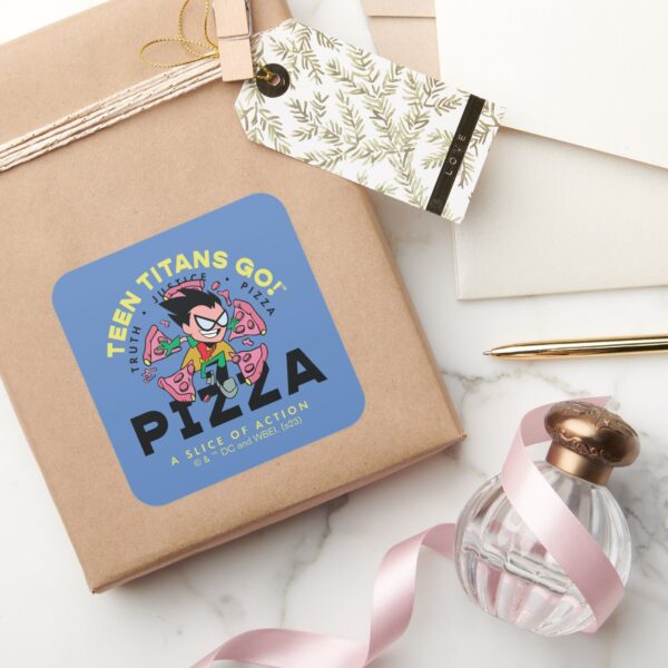 Teen_Titans_Go!_Robin__Truth_Justice_Pizza__Square_Sticker_5 Teen Titans Go Robin Truth Justice Pizza Square Sticker