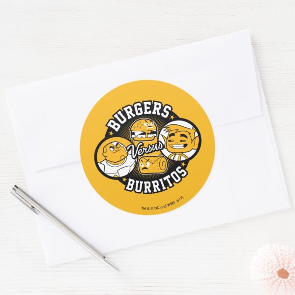 Teen_Titans_Go!___Burgers_Versus_Burritos_Classic_Round_Sticker_3 Teen Titans Go Burgers Versus Burritos Classic Round Sticker