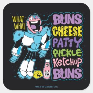 Teen Titans Go Cyborg Burger Rap Square Sticker