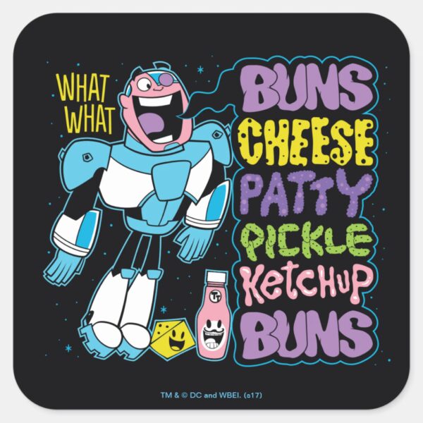 Teen_Titans_Go!___Cyborg_Burger_Rap_Square_Sticker_1 Teen Titans Go Cyborg Burger Rap Square Sticker