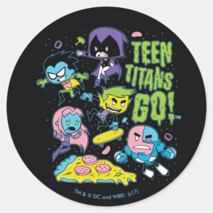 Teen Titans Go Gnarly 90s Pizza Graphic Classic Round Sticker