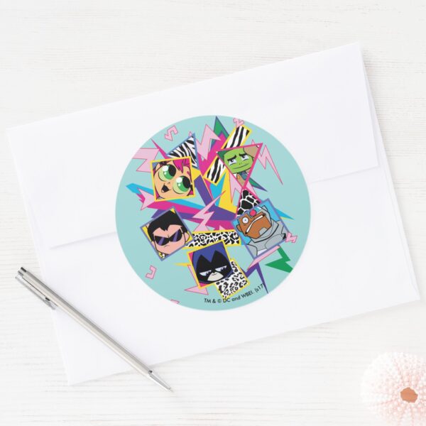 Teen_Titans_Go!___Retro_90's_Group_Collage_Classic_Round_Sticker_3 Teen Titans Go Retro 90s Group Collage Classic Round Sticker