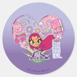 Teen Titans Go Starfires Heart Punch Graphic Classic Round Sticker