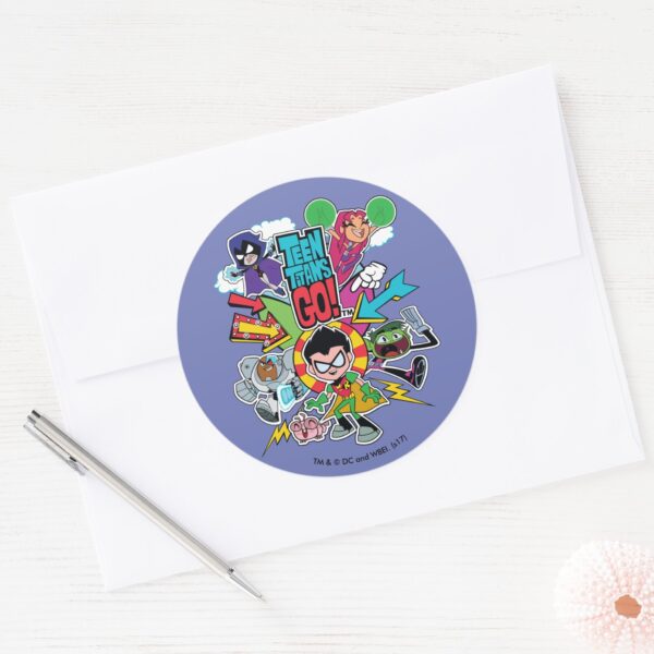 Teen_Titans_Go!___Team_Arrow_Graphic_Classic_Round_Sticker_3 Teen Titans Go Team Arrow Graphic Classic Round Sticker