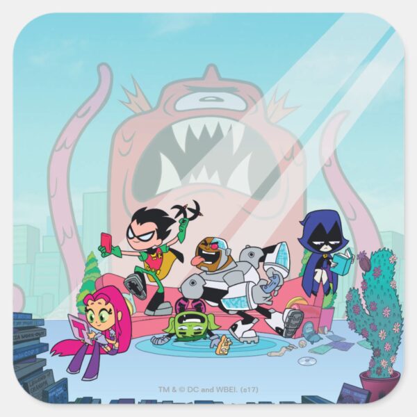 Teen_Titans_Go!___Tentacled_Monster_Approaches_Square_Sticker_1 Teen Titans Go Tentacled Monster Approaches Square Sticker