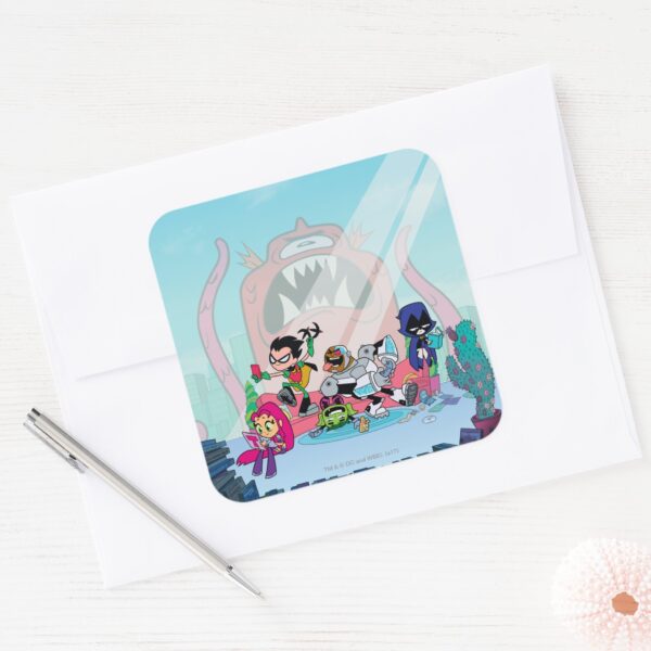 Teen_Titans_Go!___Tentacled_Monster_Approaches_Square_Sticker_3 Teen Titans Go Tentacled Monster Approaches Square Sticker