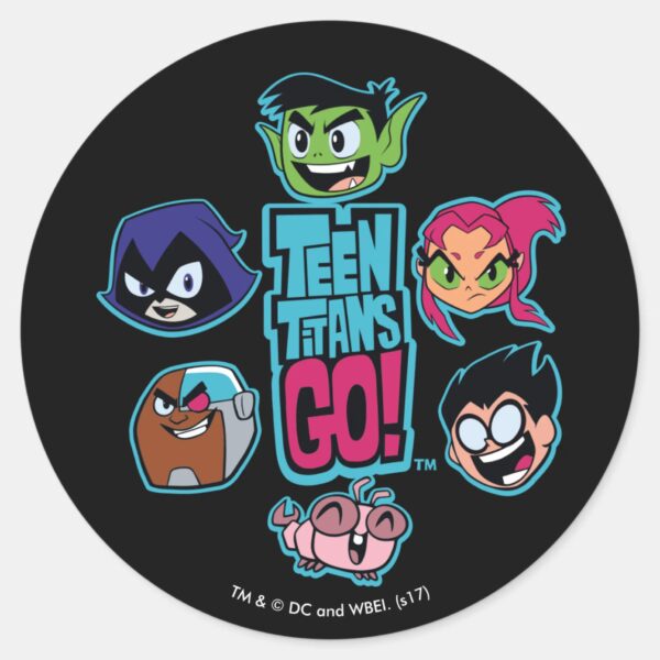 Teen_Titans_Go!___Titans_Head_Pattern_Classic_Round_Sticker_1 Teen Titans Go Titans Head Pattern Classic Round Sticker