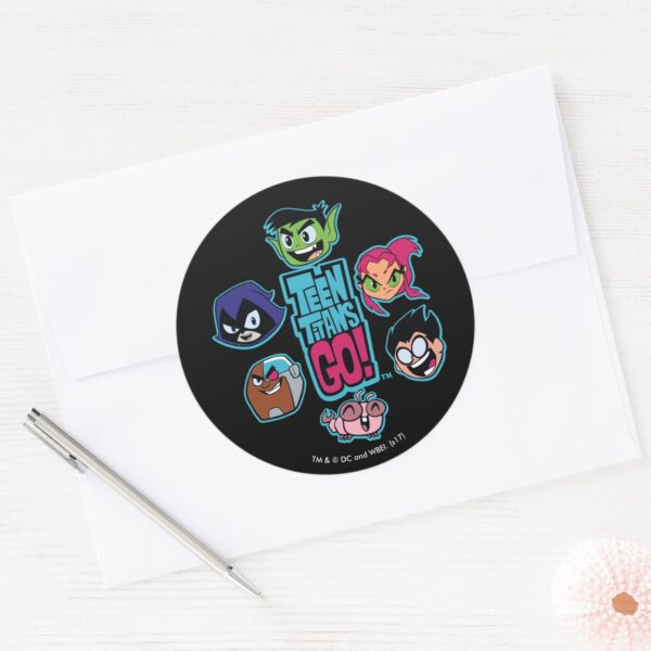 Teen_Titans_Go!___Titans_Head_Pattern_Classic_Round_Sticker_3 Teen Titans Go Titans Head Pattern Classic Round Sticker