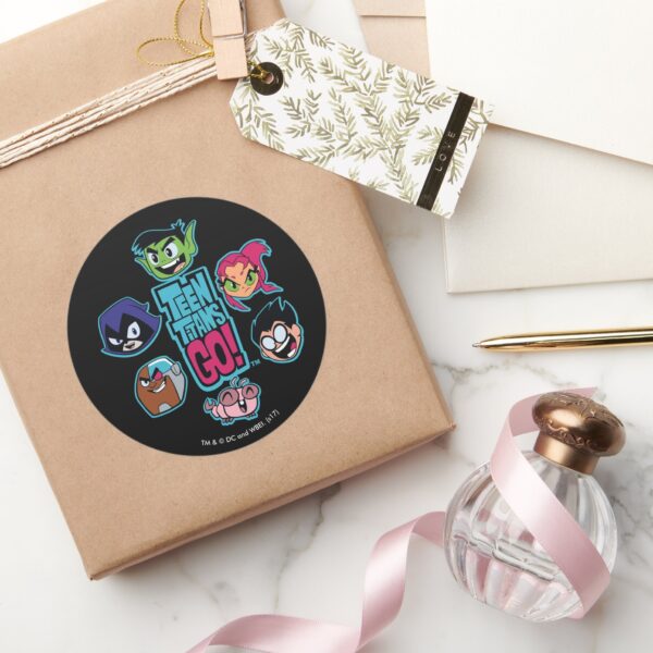 Teen_Titans_Go!___Titans_Head_Pattern_Classic_Round_Sticker_5 Teen Titans Go Titans Head Pattern Classic Round Sticker