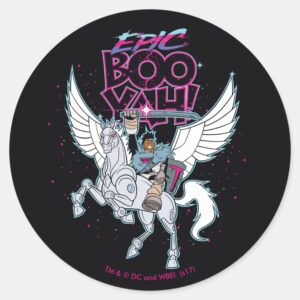 Teen Titans Go Warrior Cyborg Riding Pegasus Classic Round Sticker