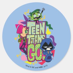 Teen Titans Go Girls Girls Animal Print Logo Classic Round Sticker