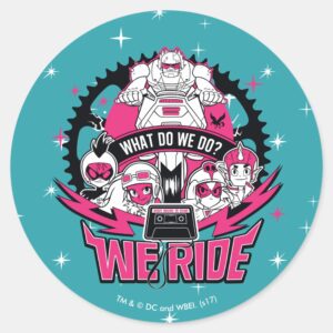 Teen Titans Go We Ride Retro Moto Graphic Classic Round Sticker