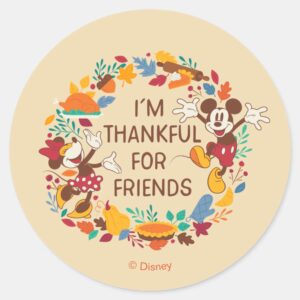 Thanksgiving Joy With Mickey And Minnie Classic Round Sticker