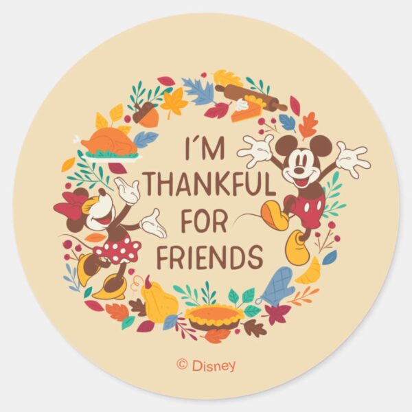 Thanksgiving_Joy_with_Mickey_and_Minnie_Classic_Round_Sticker_1 Thanksgiving Joy With Mickey And Minnie Classic Round Sticker