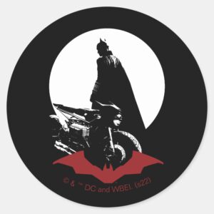 The Batman Motorcycle Silhouette Classic Round Sticker