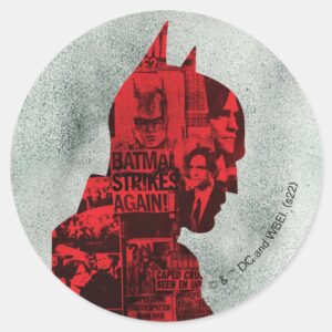 The Batman Newspaper Silhouette Classic Round Sticker