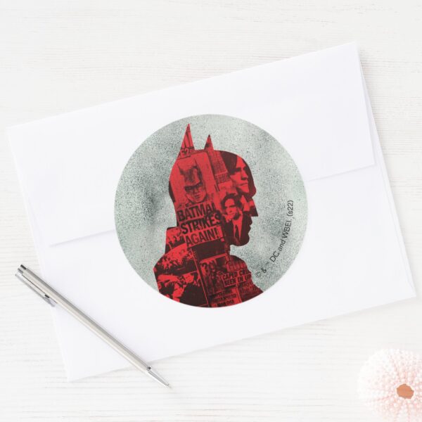 The_Batman_Newspaper_Silhouette_Classic_Round_Sticker_3 The Batman Newspaper Silhouette Classic Round Sticker