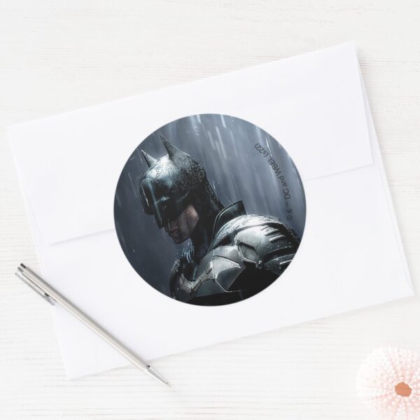 The_Batman_in_the_Rain_Classic_Round_Sticker_3 The Batman In The Rain Classic Round Sticker