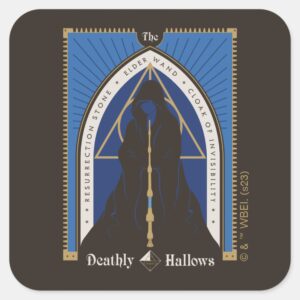 The Deathly Hallows Cloak Wand Stone Square Sticker