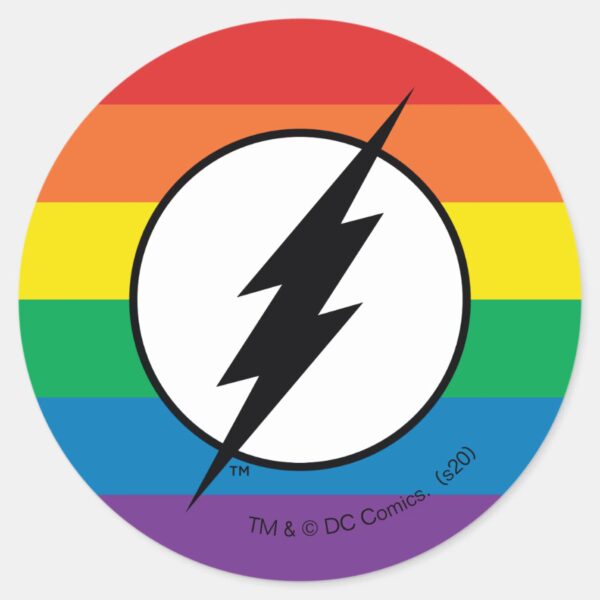 The_Flash_Rainbow_Logo_Classic_Round_Sticker_1 The Flash Rainbow Logo Classic Round Sticker