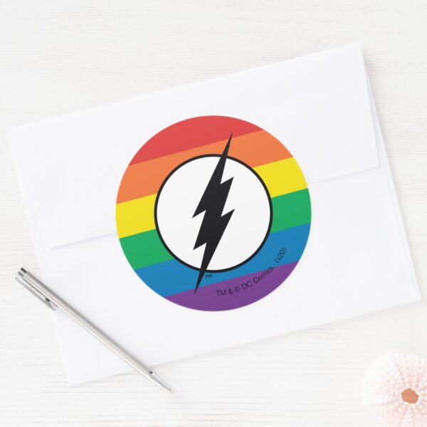 The_Flash_Rainbow_Logo_Classic_Round_Sticker_3 The Flash Rainbow Logo Classic Round Sticker