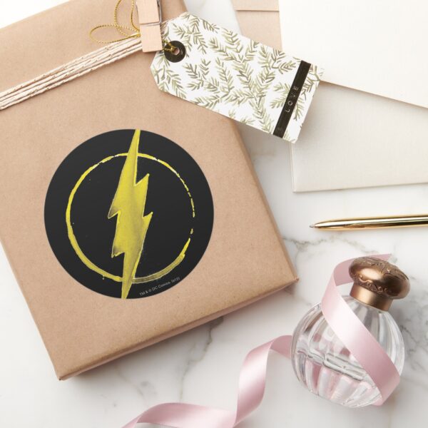 The_Flash___Yellow_Chest_Emblem_Classic_Round_Sticker_5 The Flash Yellow Chest Emblem Classic Round Sticker