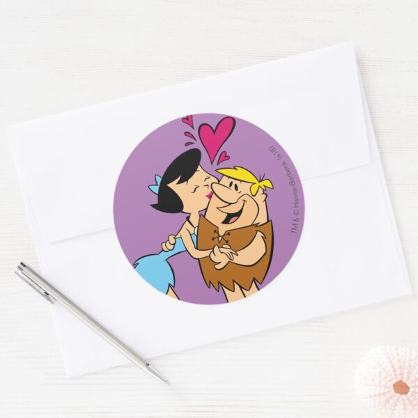 The_Flintstones___Betty_Kissing_Barney_Classic_Round_Sticker_3 The Flintstones Betty Kissing Barney Classic Round Sticker