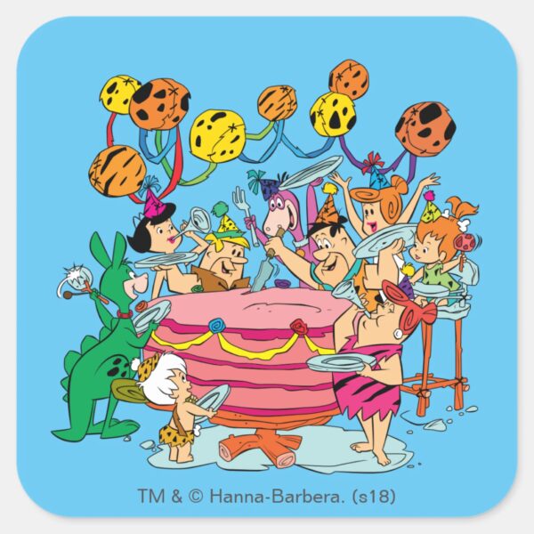 The_Flintstones___Birthday_Party_Square_Sticker_1 The Flintstones Birthday Party Square Sticker