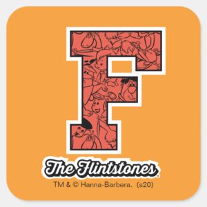 The_Flintstones___Collegiate_Style_Monogram_Square_Sticker_1 The Flintstones Collegiate Style Monogram Square Sticker