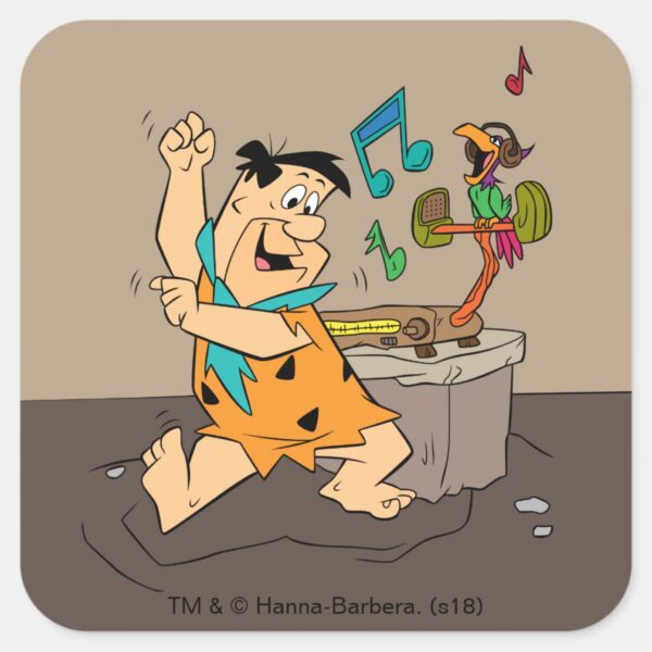 The Flintstones Fred Flintstone Dancing Square Sticker