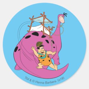 The Flintstones Fred Sliding Down Tail Classic Round Sticker