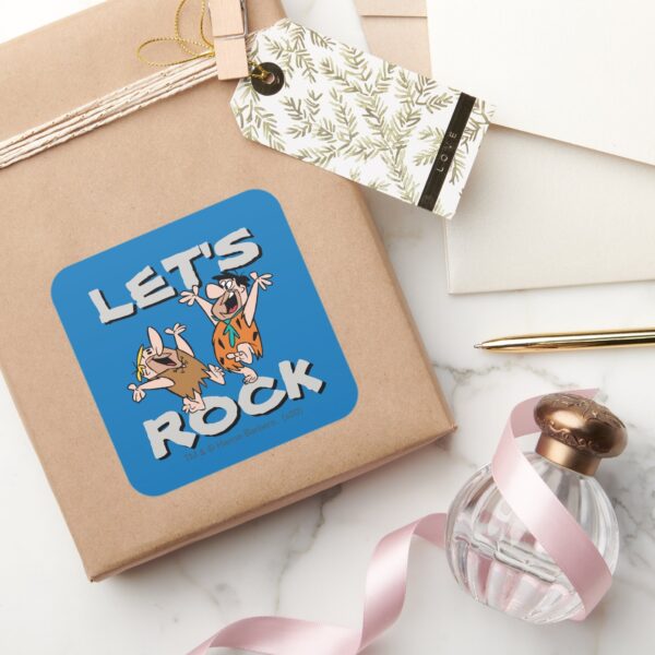 The Flintstones Fred Barney Lets Rock Square Sticker