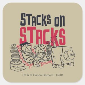 The Flintstones Fred Barney Stacks On Stacks Square Sticker