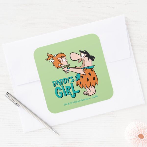 The Flintstones Fred Pebbles Daddys Girl Square Sticker