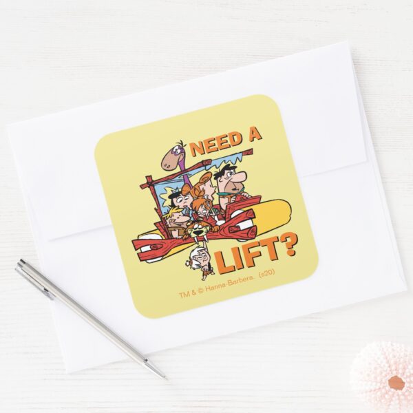 The_Flintstones___Need_A_Lift__Square_Sticker_3 The Flintstones Need A Lift Square Sticker