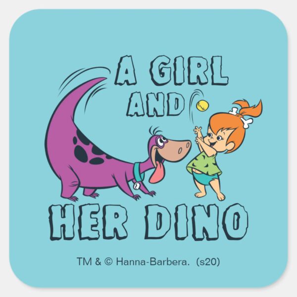 The_Flintstones___Pebbles_&_Dino_Play_Ball_Square_Sticker_1 The Flintstones Pebbles Dino Play Ball Square Sticker