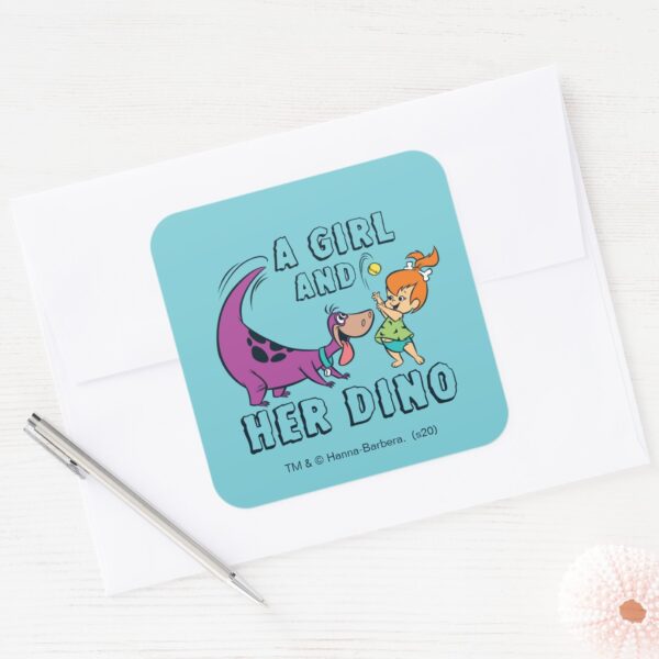The_Flintstones___Pebbles_&_Dino_Play_Ball_Square_Sticker_3 The Flintstones Pebbles Dino Play Ball Square Sticker