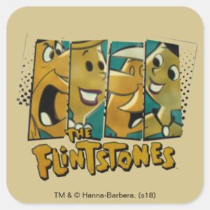 The Flintstones Retro Comic Character Panels Square Sticker