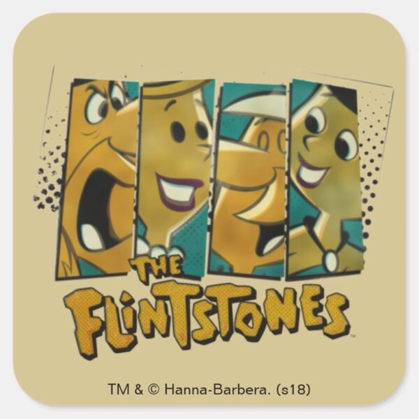 The_Flintstones___Retro_Comic_Character_Panels_Square_Sticker_1 The Flintstones Retro Comic Character Panels Square Sticker