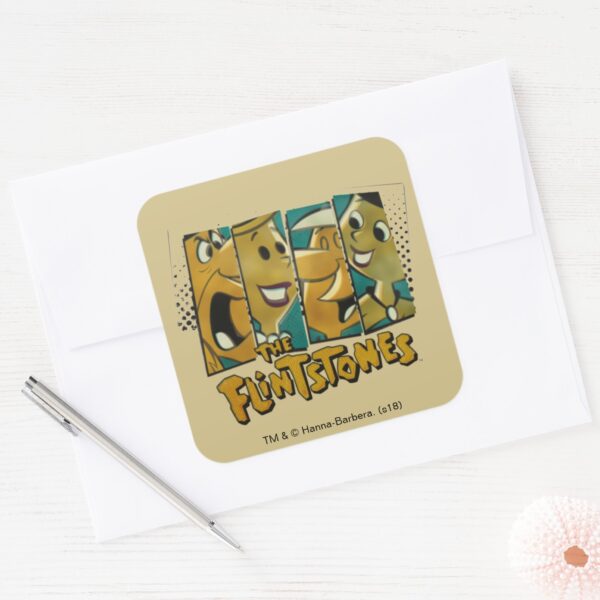 The_Flintstones___Retro_Comic_Character_Panels_Square_Sticker_3 The Flintstones Retro Comic Character Panels Square Sticker