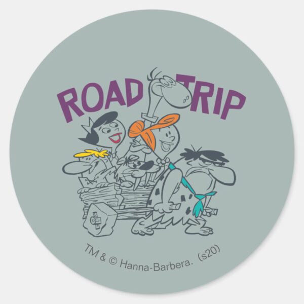 The_Flintstones___Road_Trip_Classic_Round_Sticker_1 The Flintstones Road Trip Classic Round Sticker
