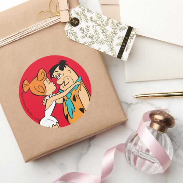 The Flintstones Wilma Kissing Fred Classic Round Sticker